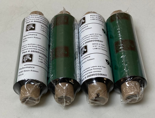 4x Zebra 5095 Performance Resin 84mm x 74m TT Ribbon - 05095GS08407