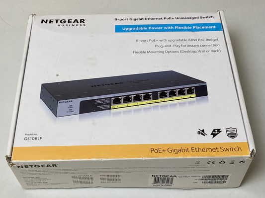 NETGEAR GS108LP ProSAFE FlexPoE 8-Port Unmanaged Gigabit PoE+ Switch (60W)