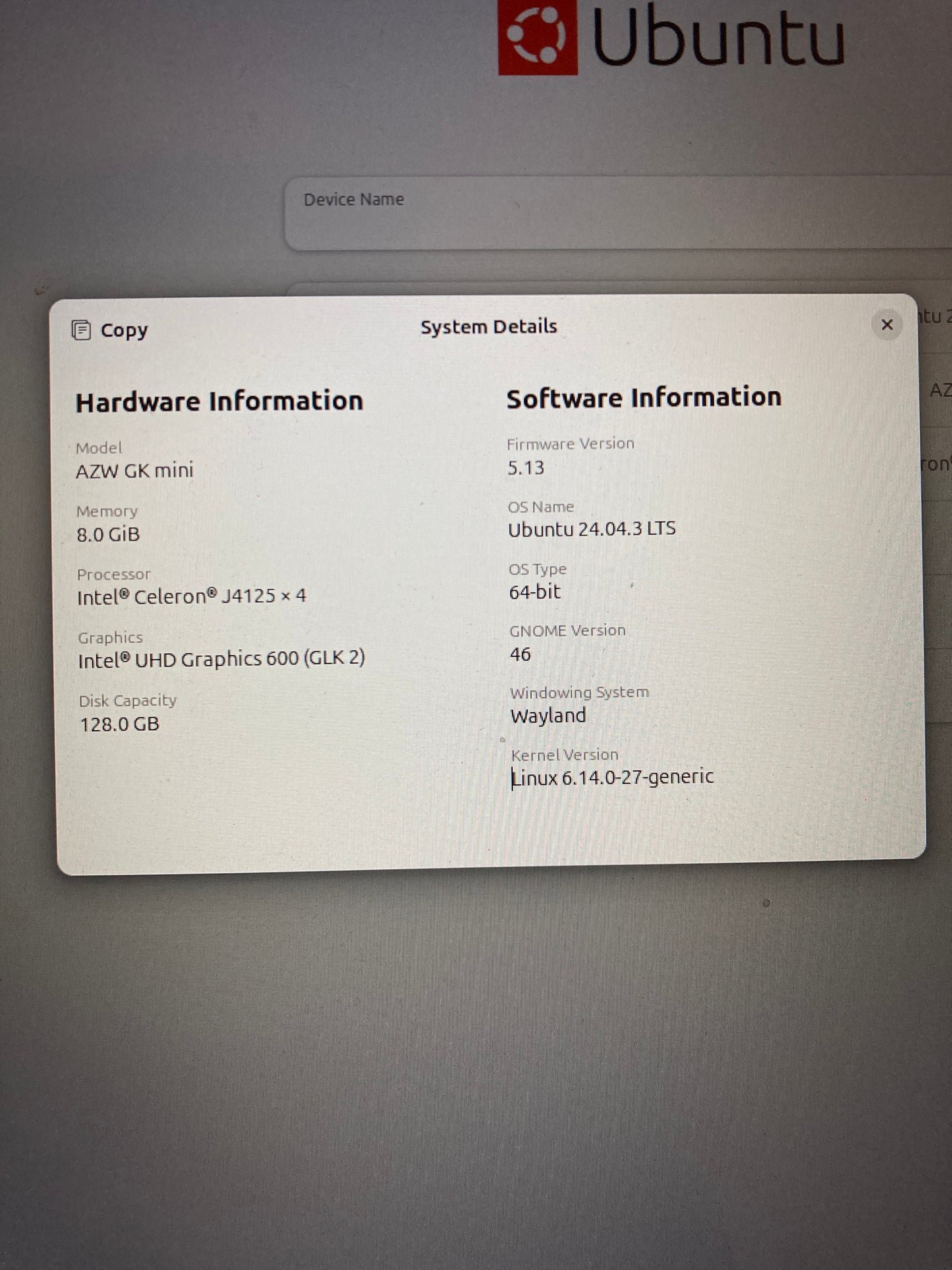 AZW GK Mini, J4125, 8GB RAM, 128GB SSD