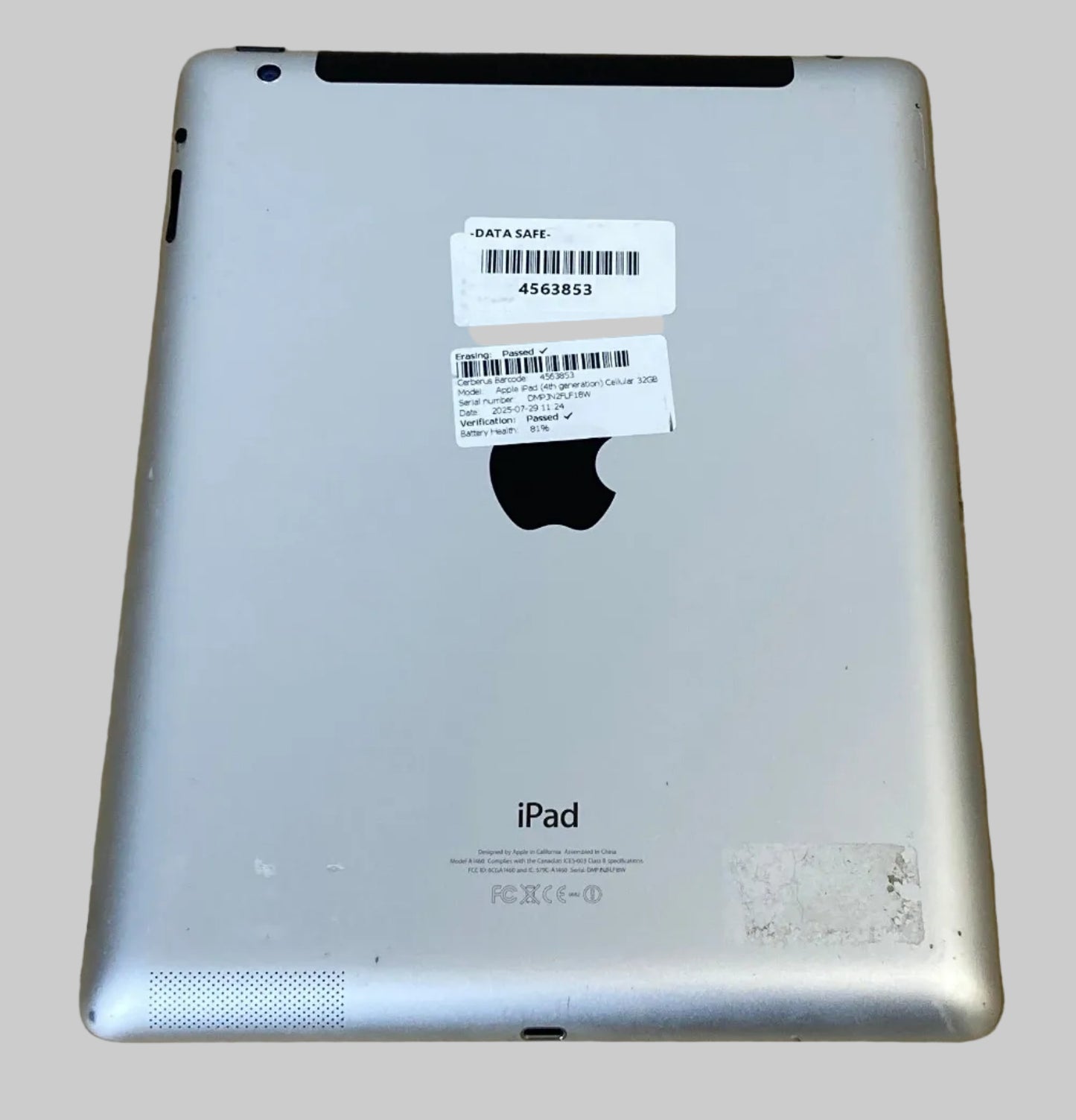Apple iPad 4th Generation 9.7" Wifi/4G 32GB Silver