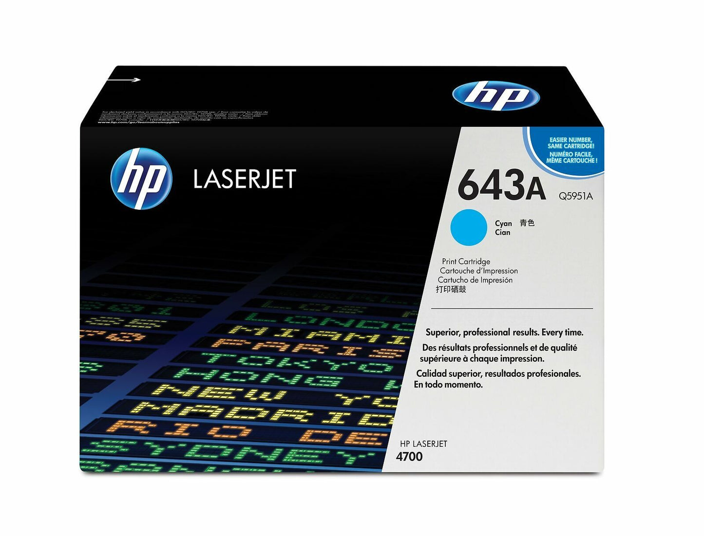 Genuine HP 643A - Cyan - Laserjet Printer Toner Cartridge - Q5951A
