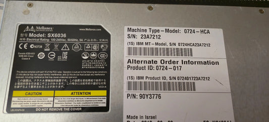 Mellanox MLNX-OS 36 Port QSFP Infiniband Managed Switch SX6036 0724-HCA