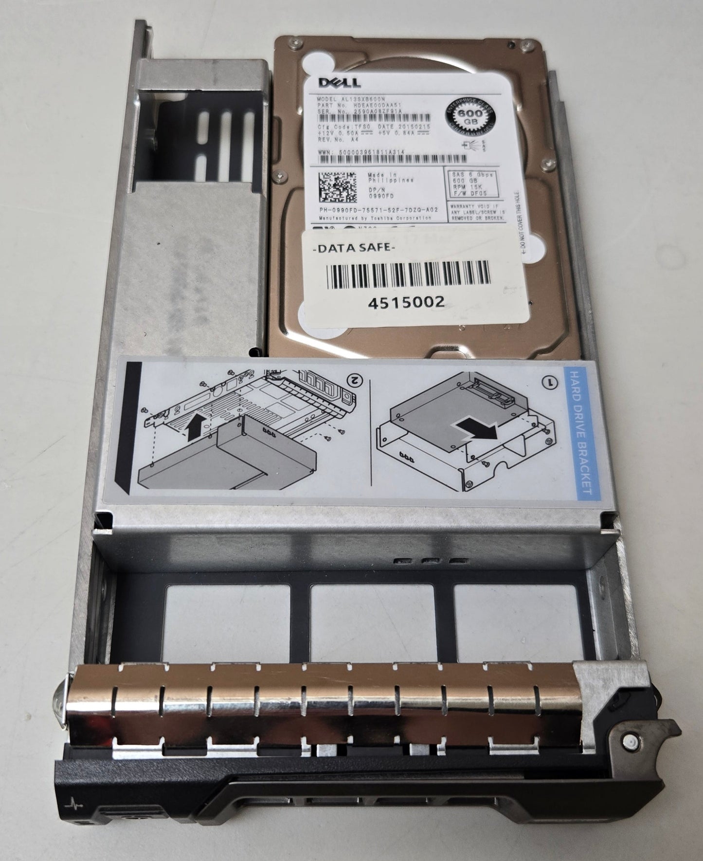 Dell 990FD 600GB 15k SAS 6Gbps 64MB 2.5" Hard Drive HDD In 3.5" Caddy