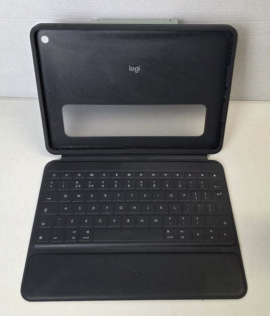 Logitech Rugged Folio for iPad (7th, 8th, & 9th generation) Protective Keyboard Case with Smart Connector and Durable Spill-Proof , QWERTY UK English Layout - Black