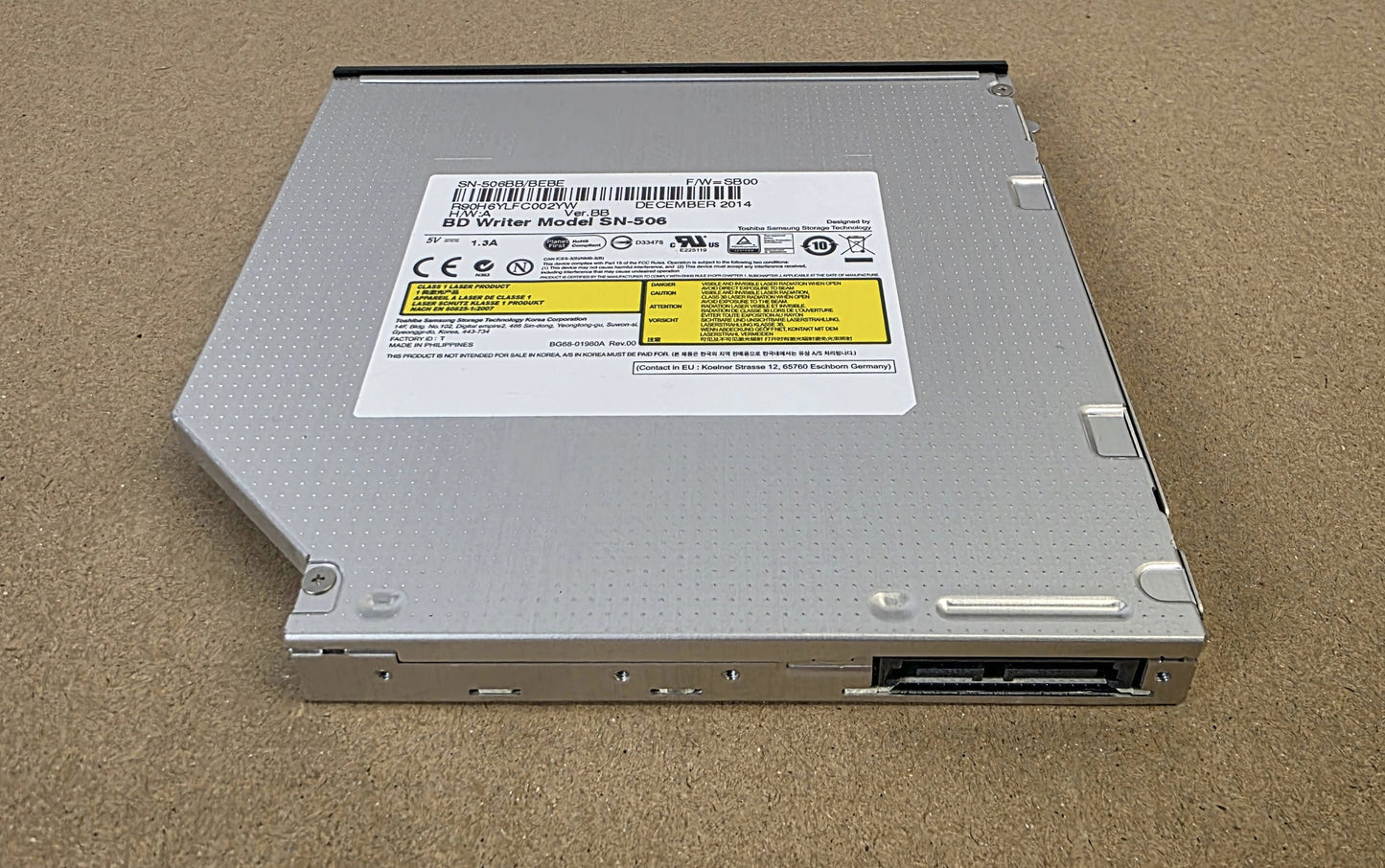 Toshiba Samsung SN-506 Bluray Writer Slim SATA Optical Drive SN-506BB/BEBE