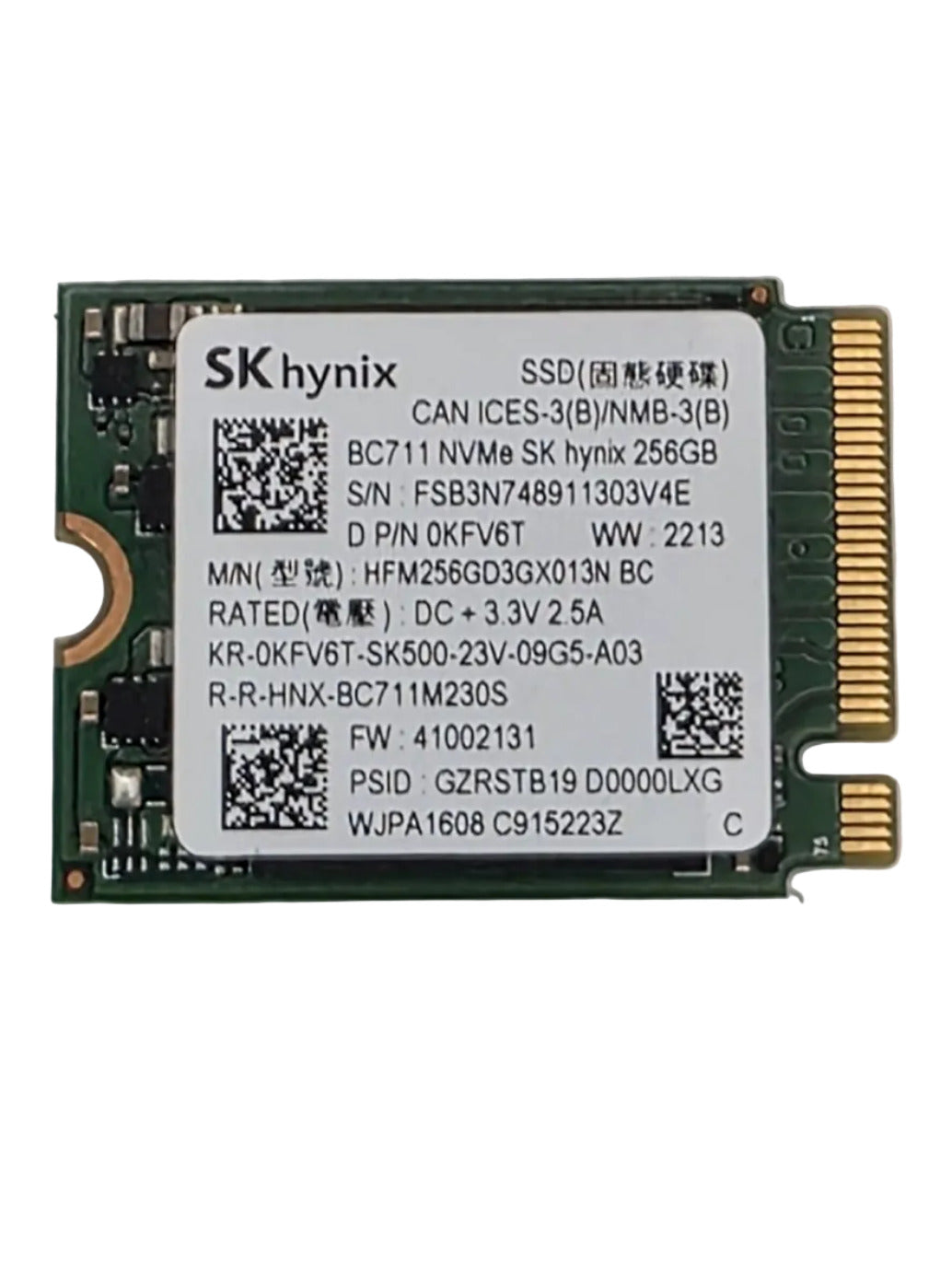 256GB PCIe 3.0 x4 NVMe M.2 2230 SSD HFM256GD3GX013N 0KFV6T Dell