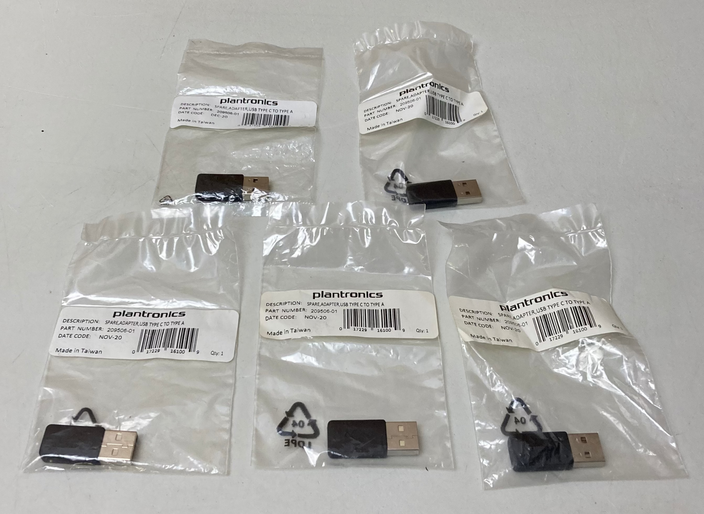 5x Plantronics 209506-01 Spare adapter USB-C to USB-A Brand new
