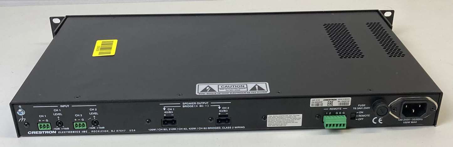 Crestron AMP-2210S 2-channel 2x 210w Commercial Power Amplifier Rackmount