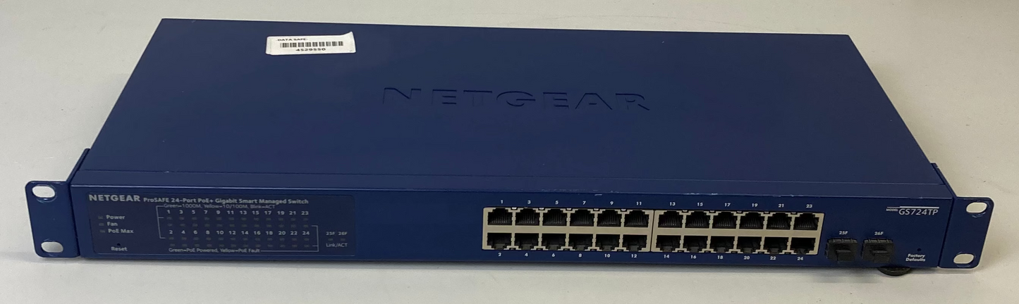NETGEAR ProSAFE GS724TPv2 24-Port Gigabit Ethernet PoE+ Smart Switch