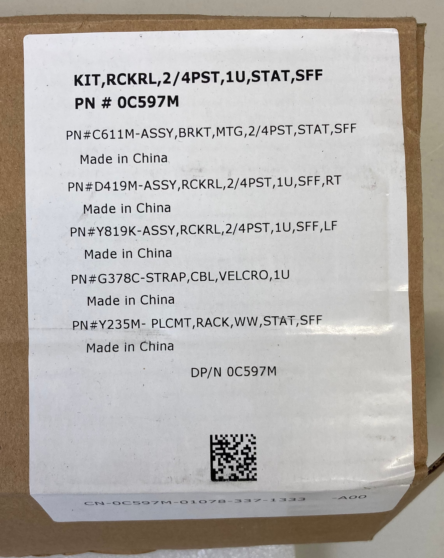 Genuine Dell 0C597M C597M Rail Kit for PowerEdge 1U R210 R310 R410 R320 R420 R43