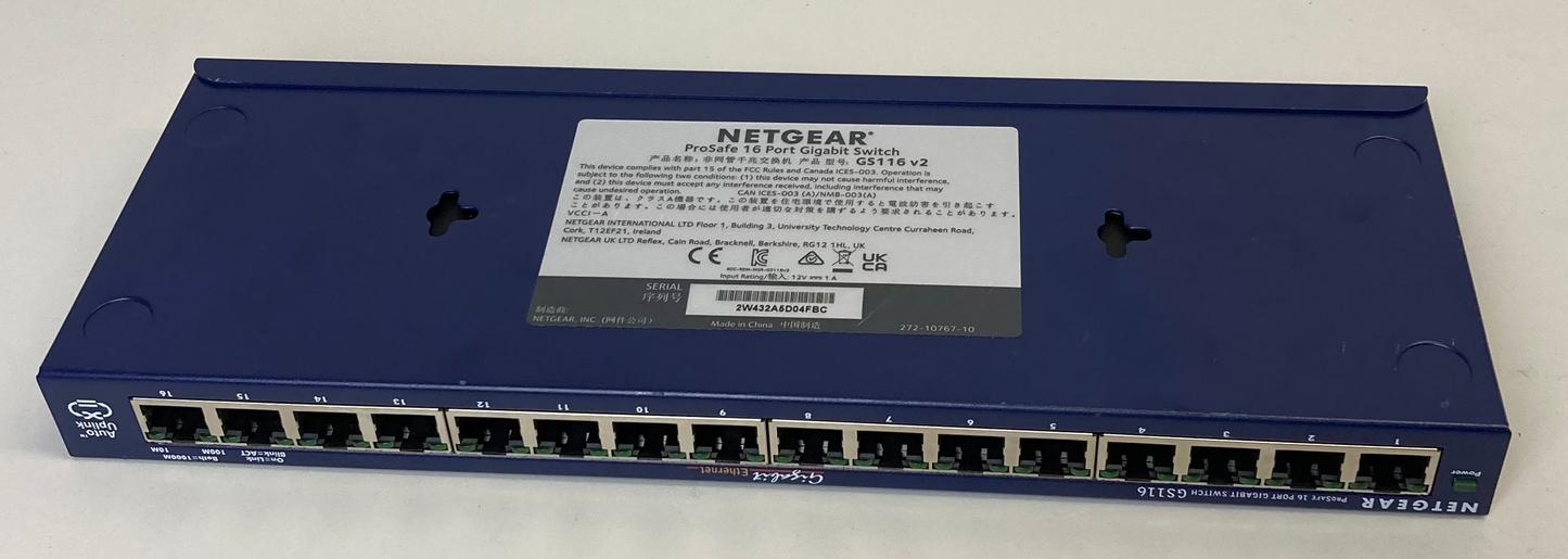 Netgear GS116v2 16 Port Gigabit Ethernet Unmanaged Switch
