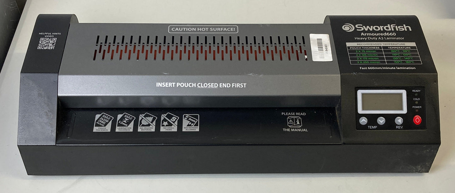 Swordfish 40352 A3 Armoured 660 Heavy Duty Paper/Document Laminator