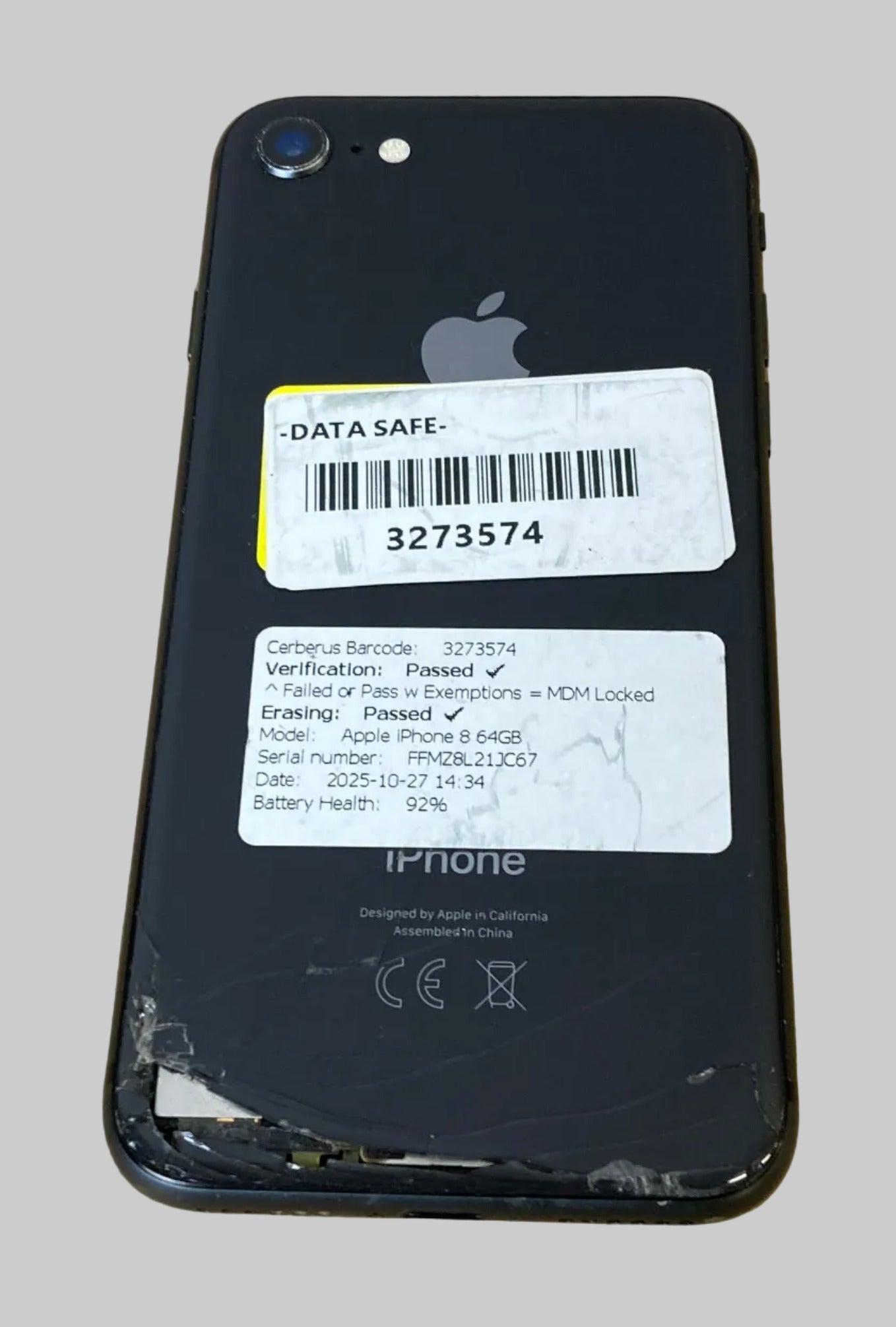 Apple iPhone 8 Smartphone 64GB Black Mobile Phone IOS Cracked