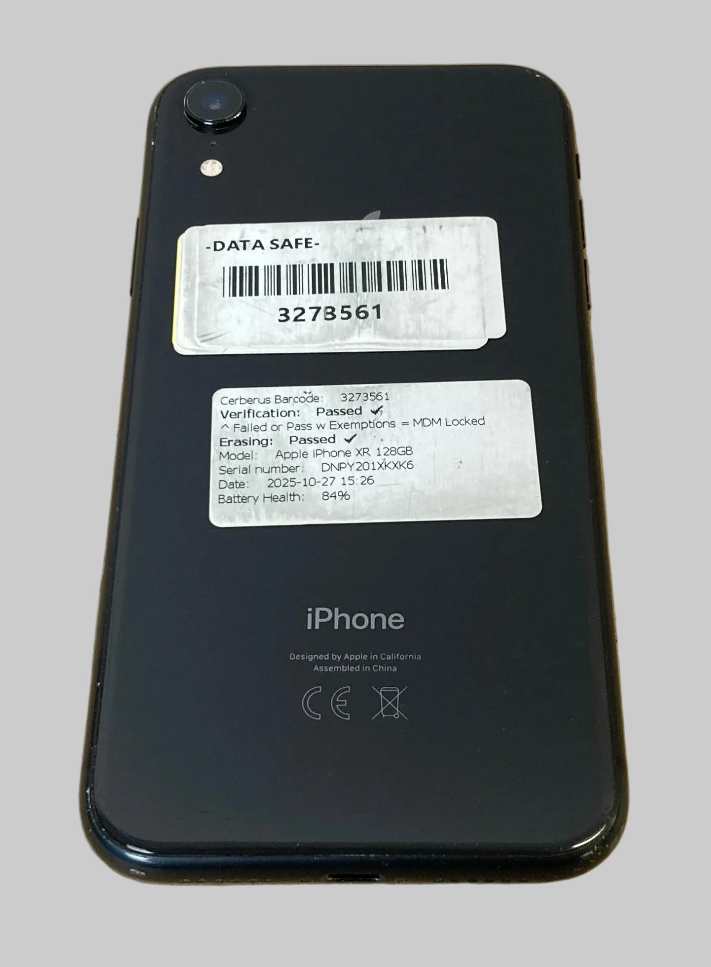 Apple iPhone XR 128GB Black Unlocked 84% Battery
