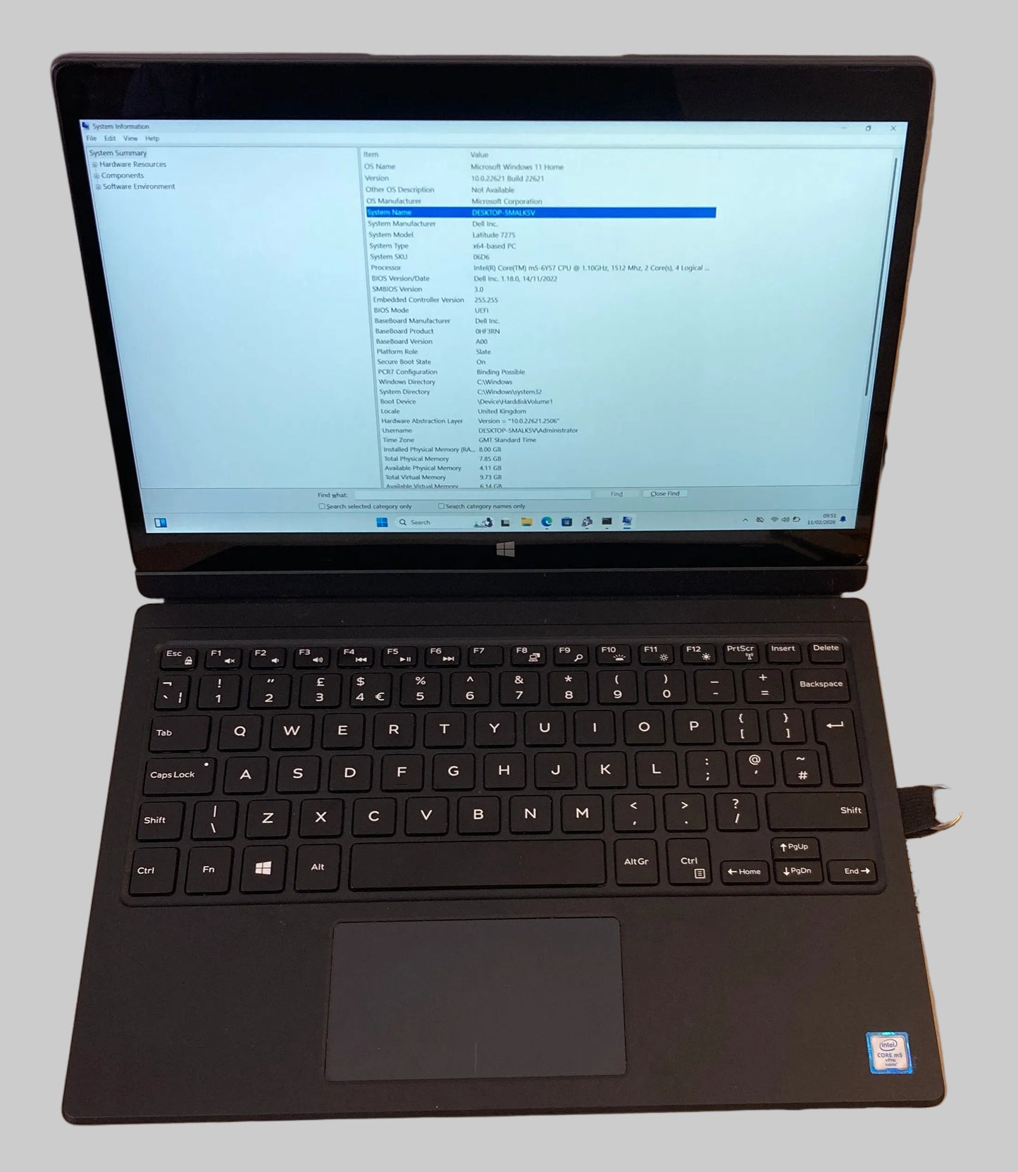 Dell Latitude 7275 Tablet 2-in-1 m5-6Y57 8GB 256GB SSD Touch