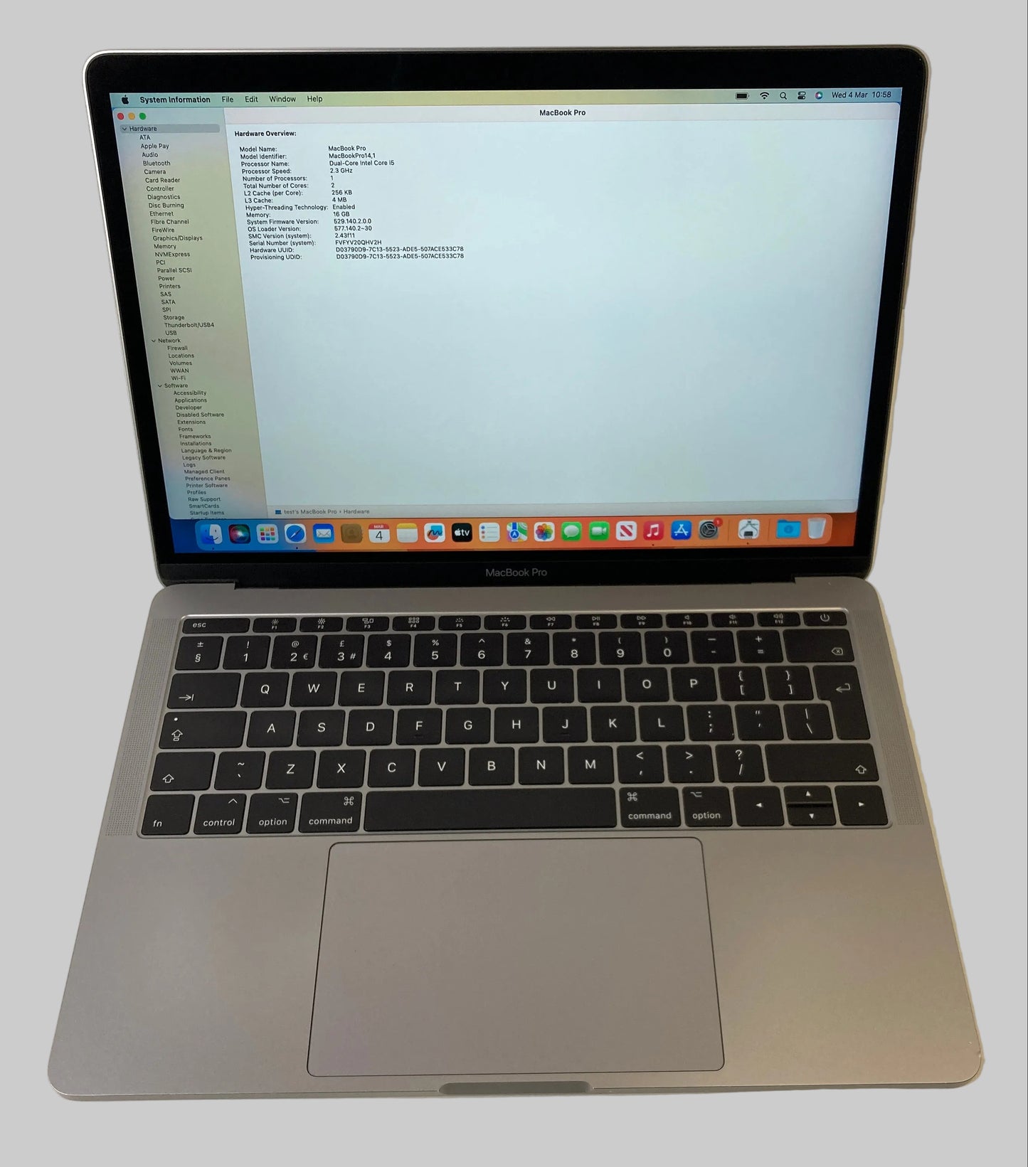 Apple MacBook Pro Retina 13.3" 2017 512GB SSD 16GB Ram 2.3GHz Core i5 Grey