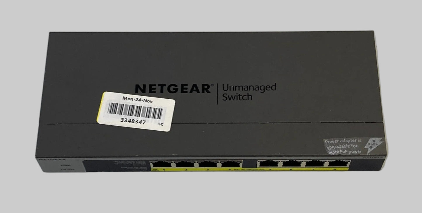 NETGEAR GS108LP ProSAFE FlexPoE 8-Port Unmanaged Gigabit PoE+ Switch (60W)