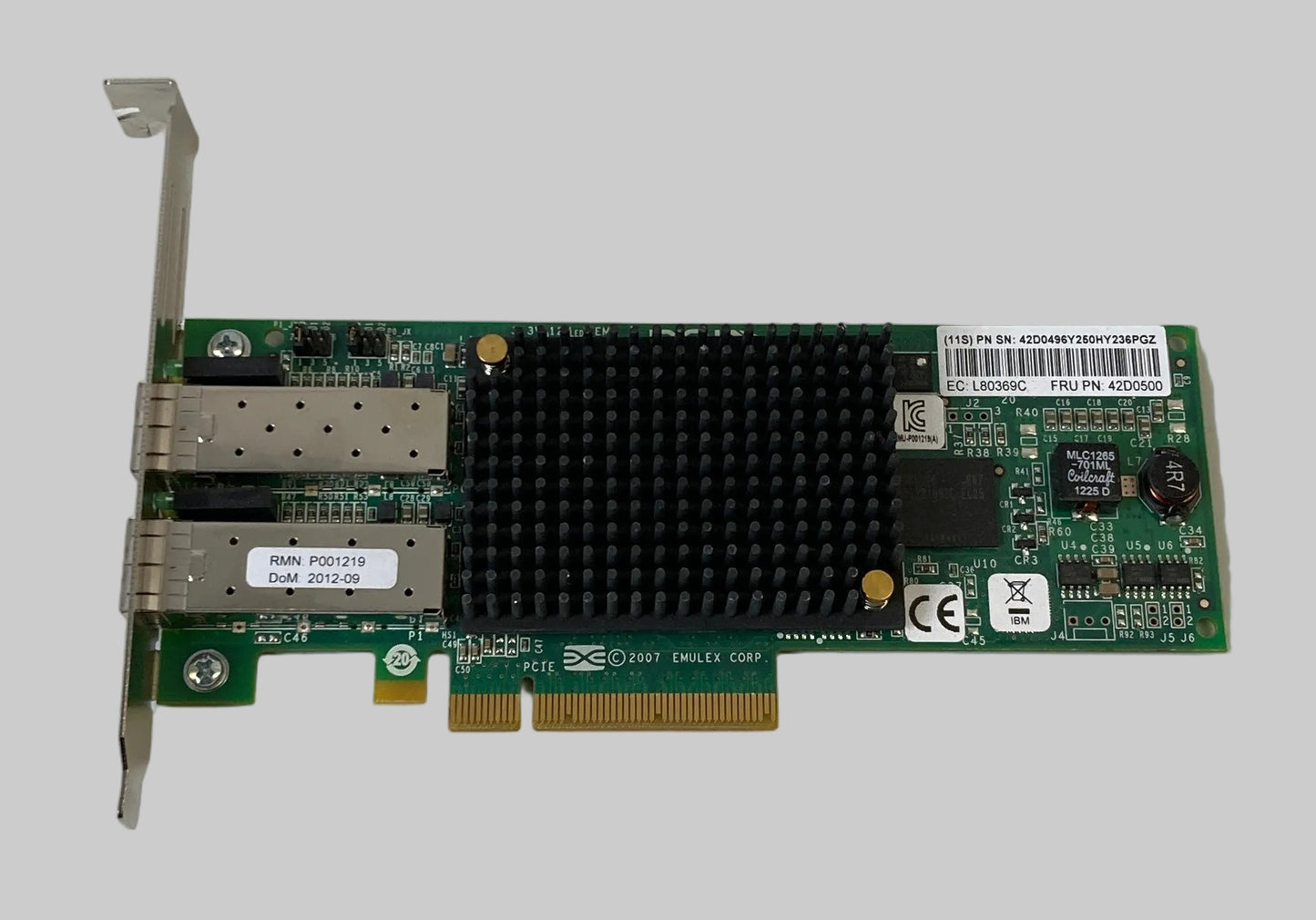 IBM 42D0500 Emulex 8GB FC Dual Port PCIE HBA Host Bus Adapter Card 42D0496