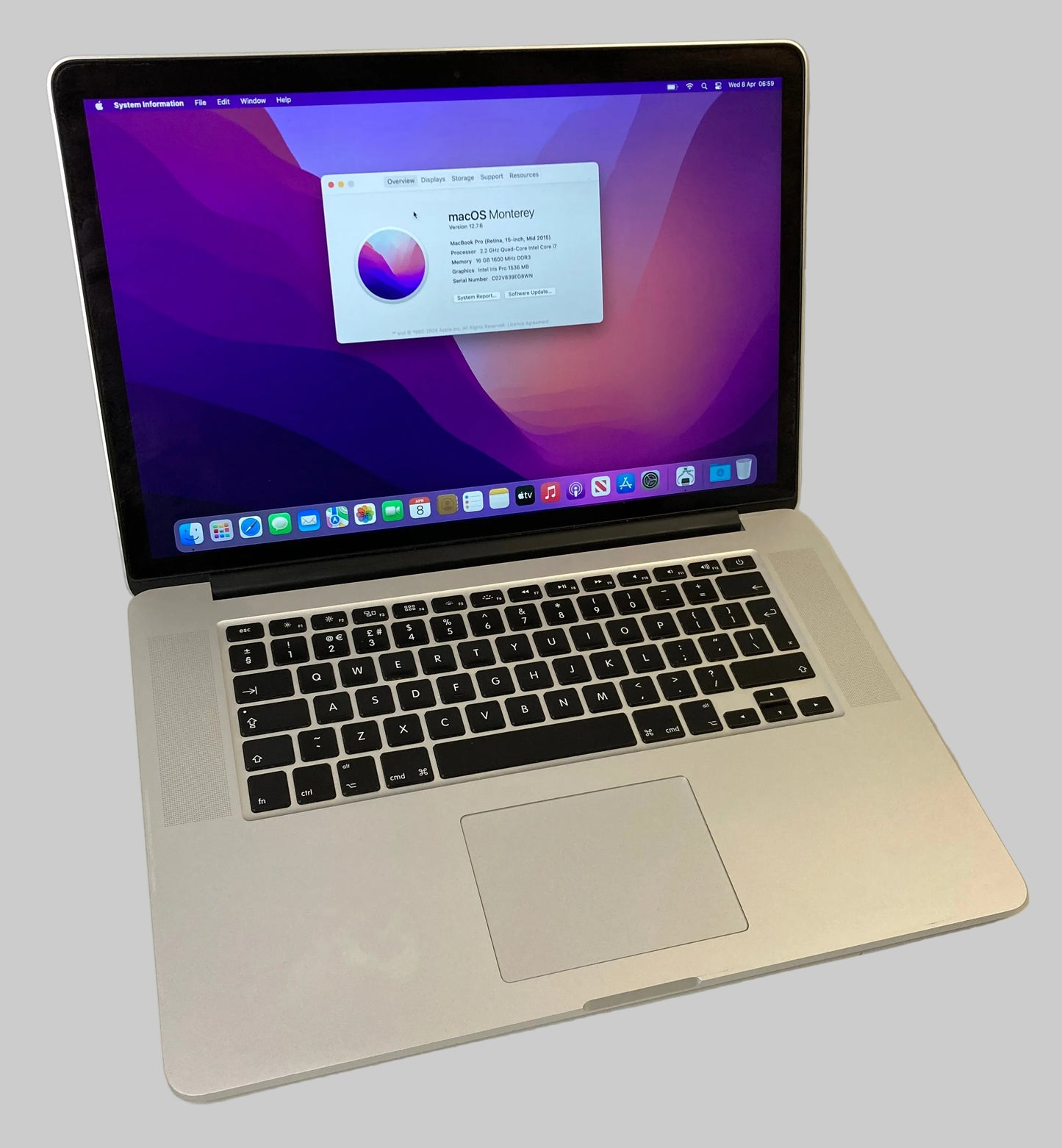 MacBook Pro (15-inch, 2015) 2.2GHz 4‑core Intel Core i7-4770HQ 512GB 16GB
