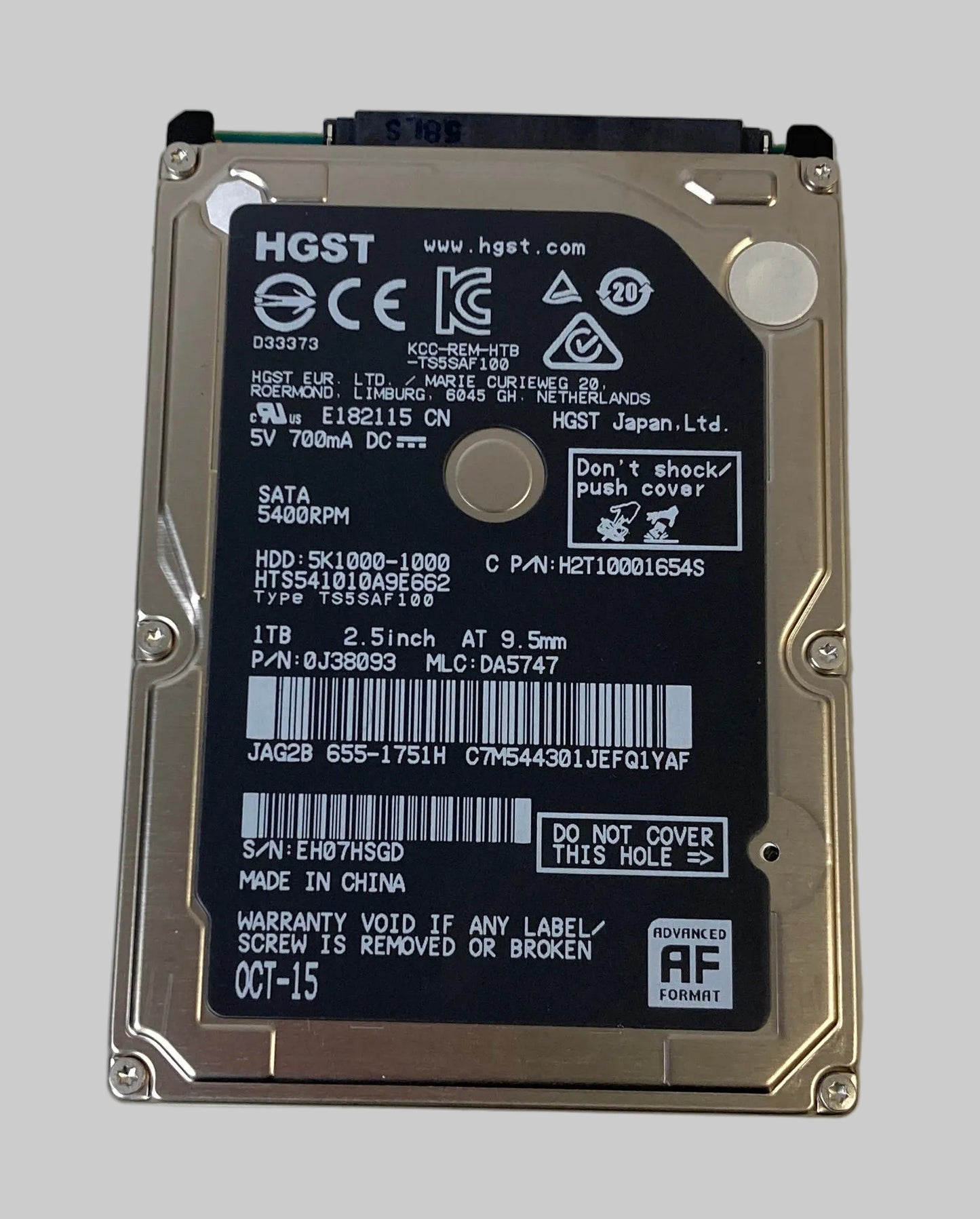 Genuine Apple HGST 1TB HDD 2.5 SATA HTS541010A9E662 iMac Macbook