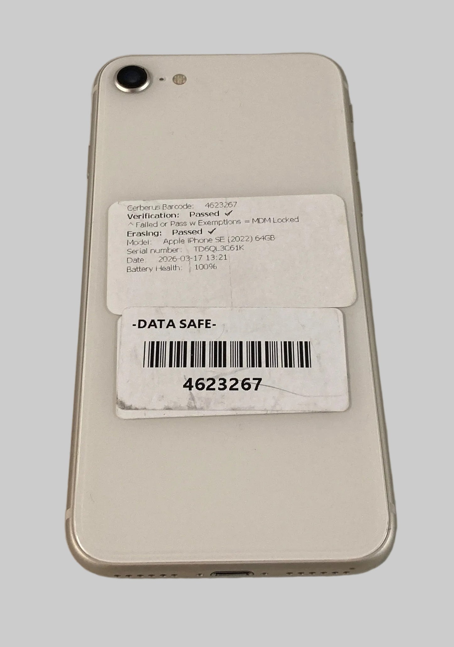 Apple iPhone SE (3rd Generation, 2022), 64GB, White, Unlocked 100% Batt