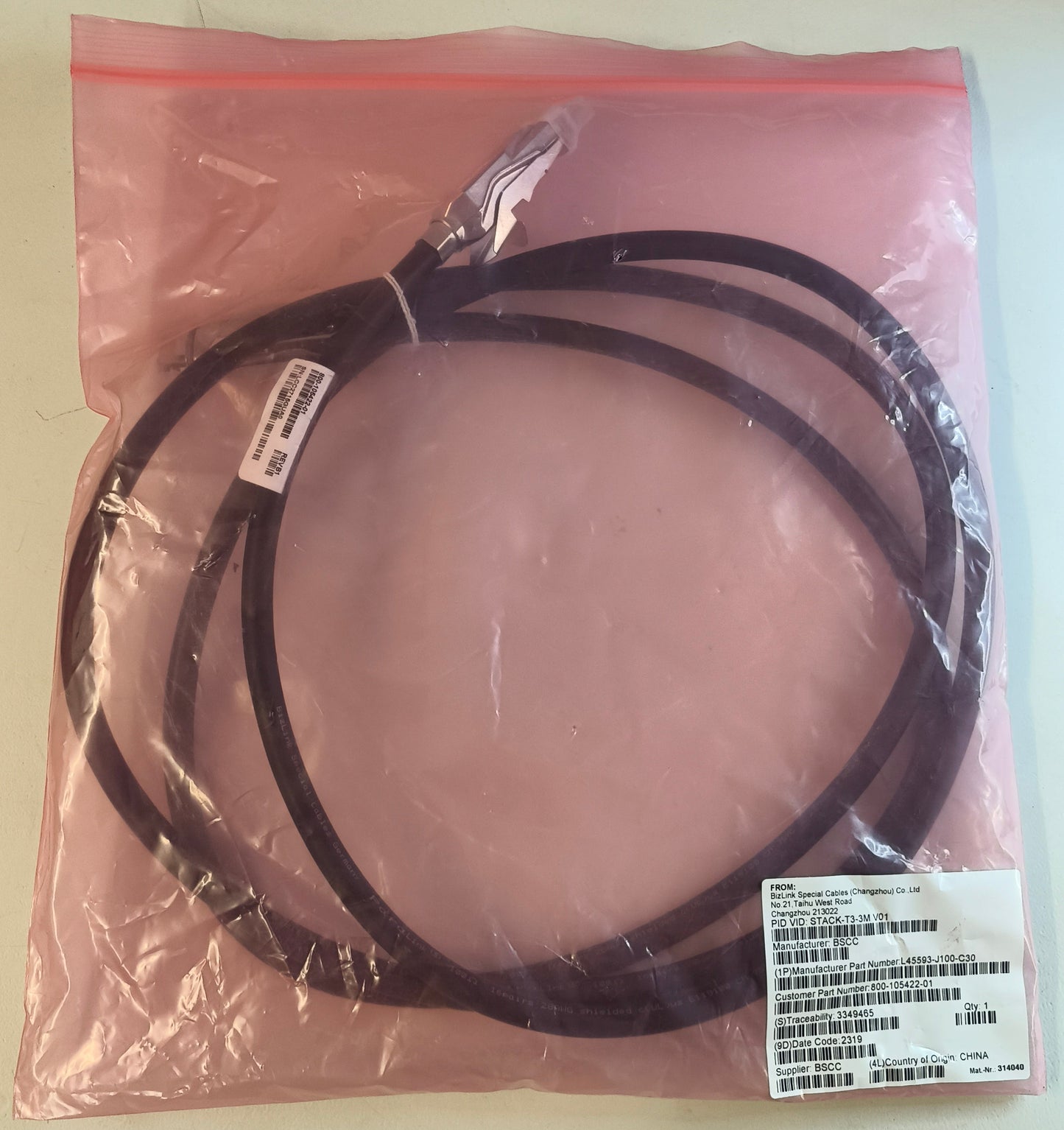 Cisco STACK-T3-3M StackWise Stacking Cable 800-105422-01