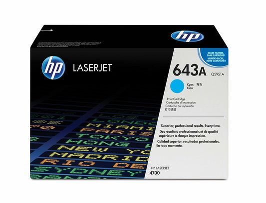 Genuine HP 643A - Cyan - Laserjet Printer Toner Cartridge - Q5951A
