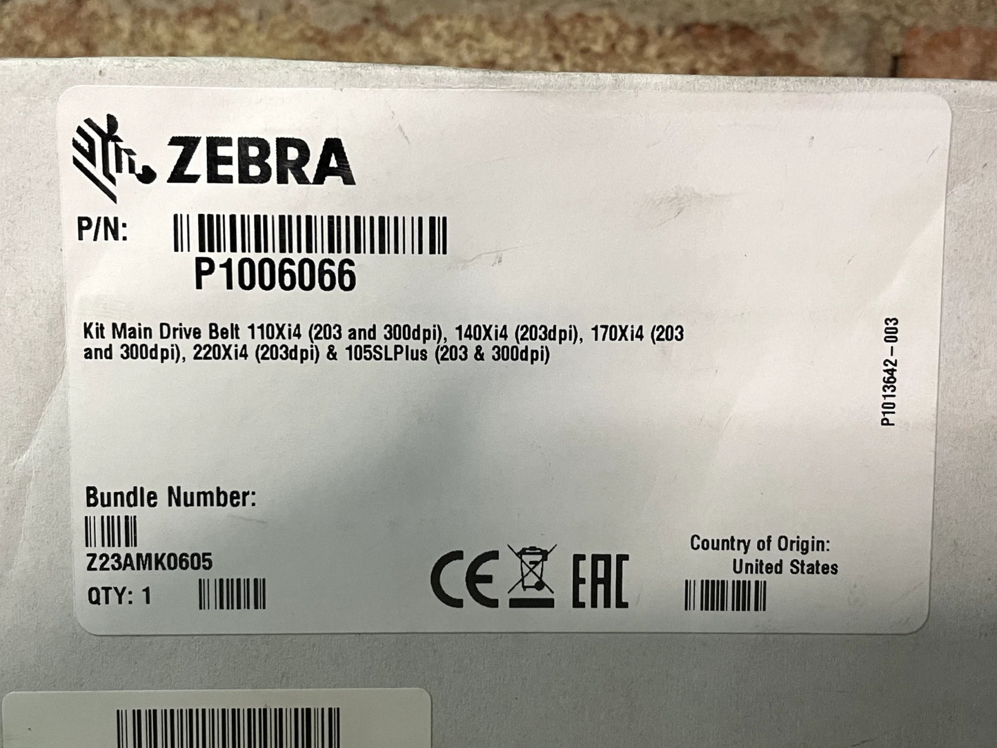 Genuine New Zebra Main Drive Belt for Zebra 105SL 110Xi4 140xi4 170xi4 220xi4