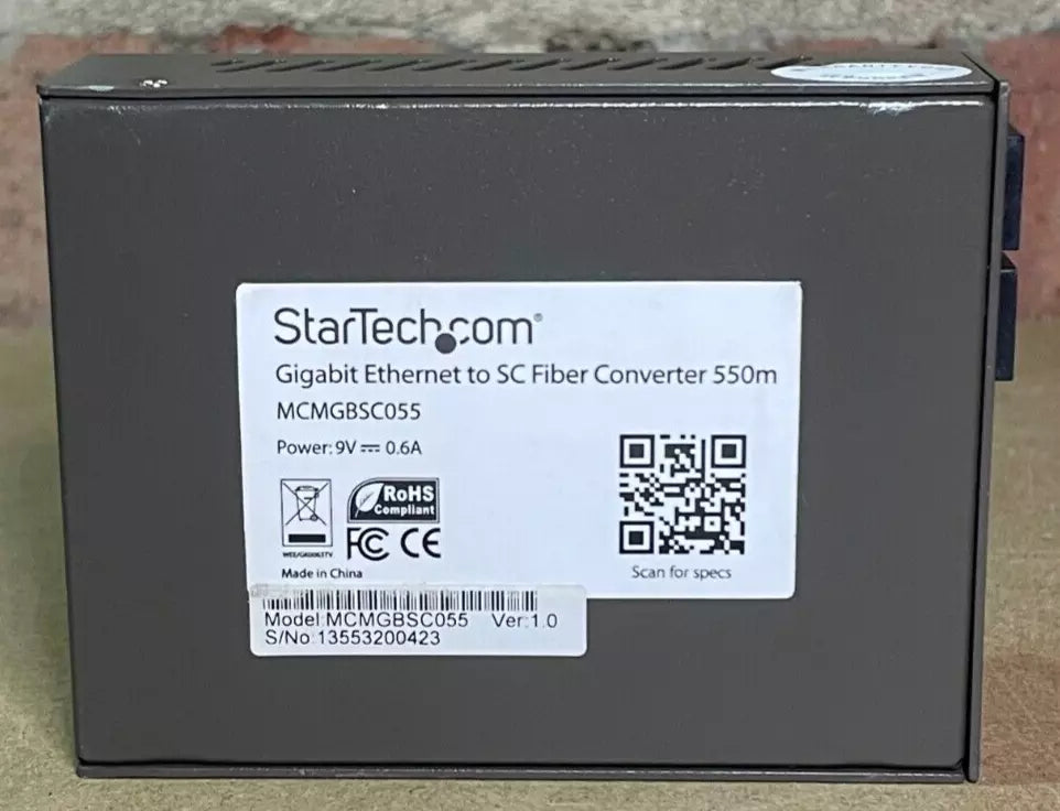 StarTech 1000 Mbps Gigabit Multi Mode Fiber Ethernet Media Converter SC 550m